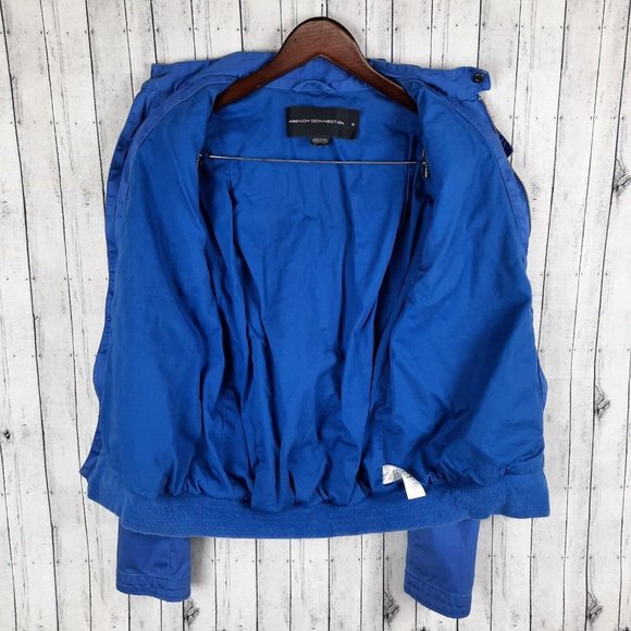 French Connection Jacket Mens Small Blue Shoulder Straps 6 Pockets - Picture 3 of 8